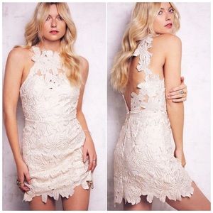 SAYLOR Cream Lace Halter Dress